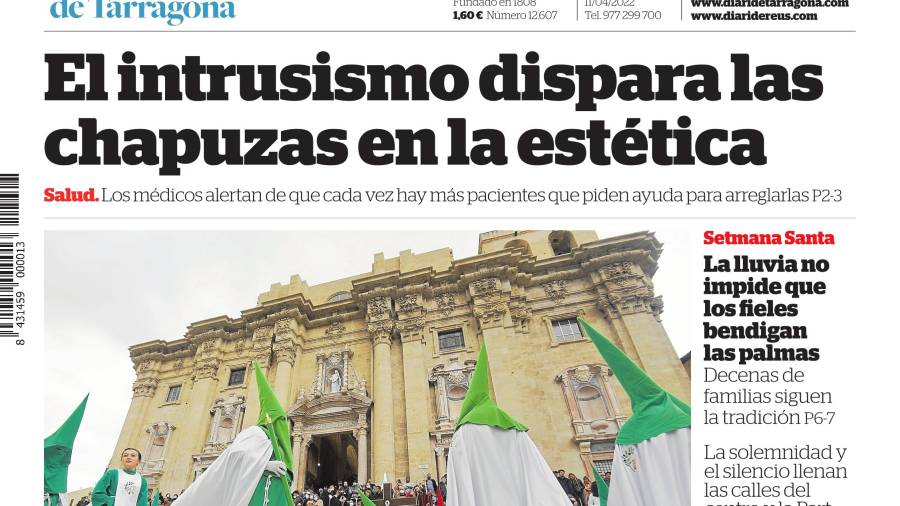 Lea la portada del Diari de Tarragona del lunes 11 de abril de 2022