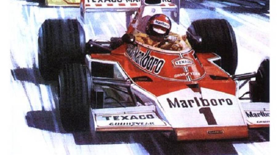 El cartel del Gran Premio de Espa&ntilde;a de F-1 de Montju&iuml;c de 1975. FOTO: DT
