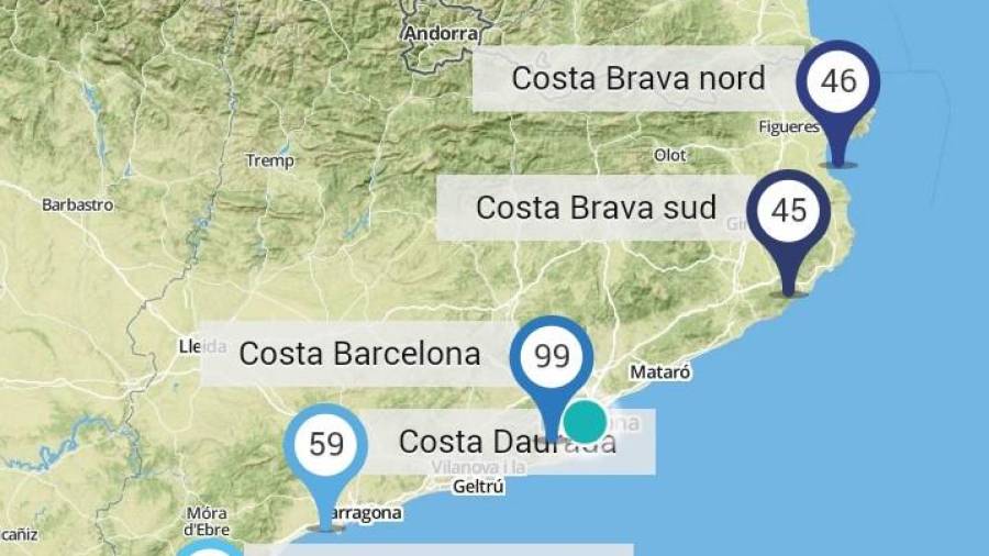 Detall de l'app&nbsp;PlatgesCat. Foto:&nbsp;Ag&egrave;ncia Catalana de l'Aigua