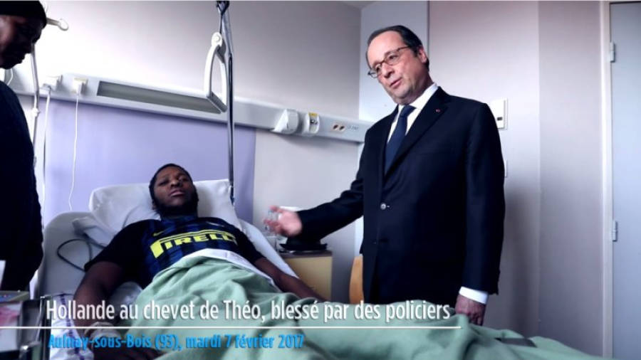 El presidente de Francia, François Hollande, visita a la víctima en el hospital. Foto: Le Parisien