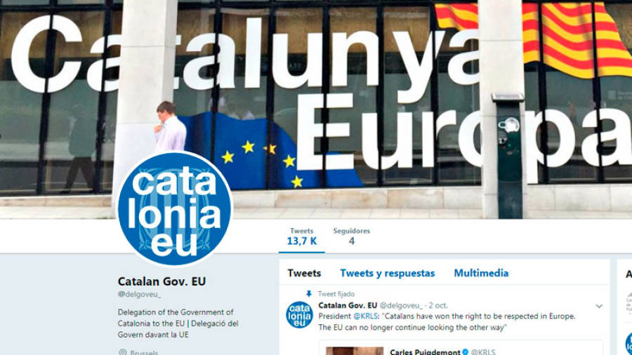 Pefil d'aquest mitgida del Twitter del Govern de la Generalitat a la UE.