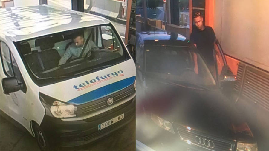Uno de los terroristas, con la furgoneta con la que atentaron en Barcelona. Y otro Audi A3 con el que atacaron Cambrils. El dueño del coche era Mohamed Aalla. Fotos: Colpisa/DT