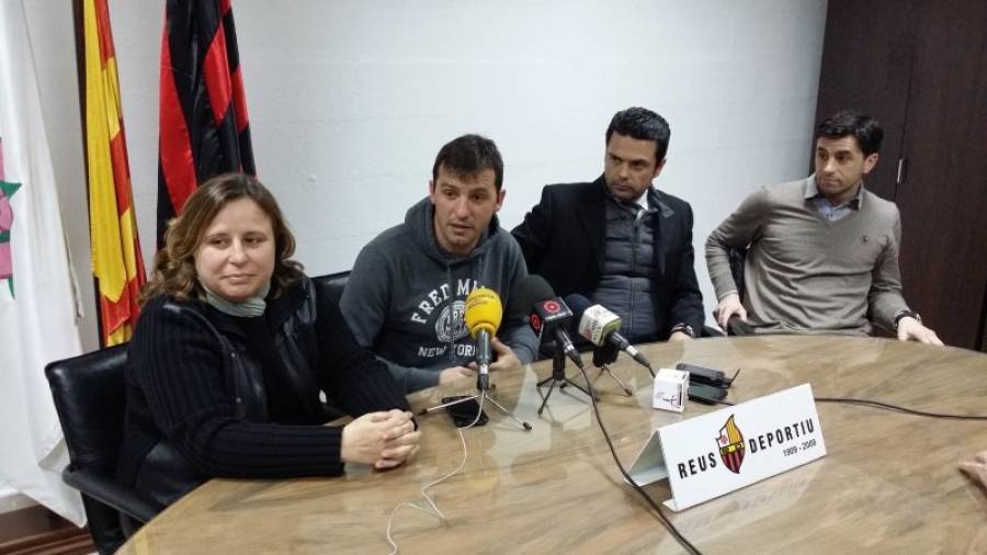 Balsells, Domínguez, Rubio y Toni Sánchez, durante la rueda de prensa de ayer. Foto: Reus Deportiu