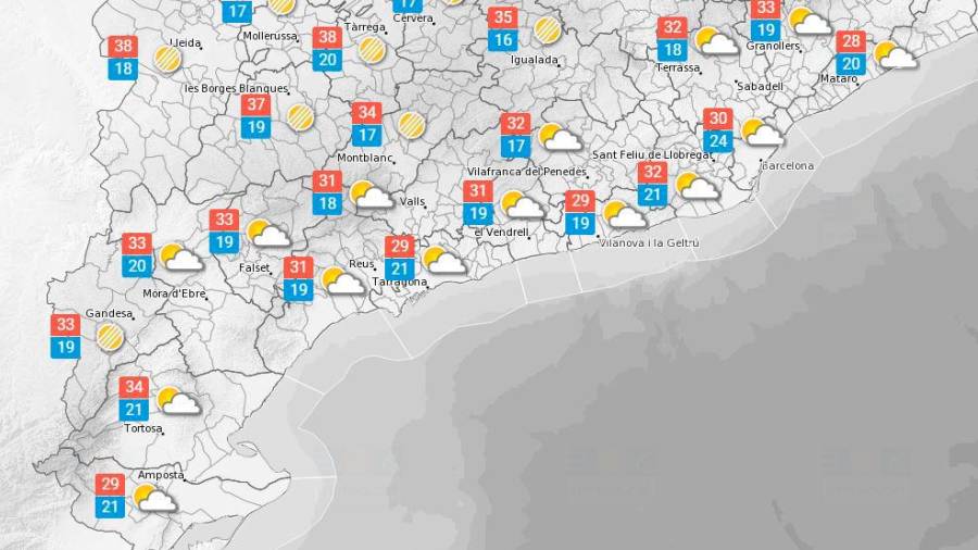 La previsió meteorològica a Tarragona per diumenge, 3 de juliol. Foto: Meteocat