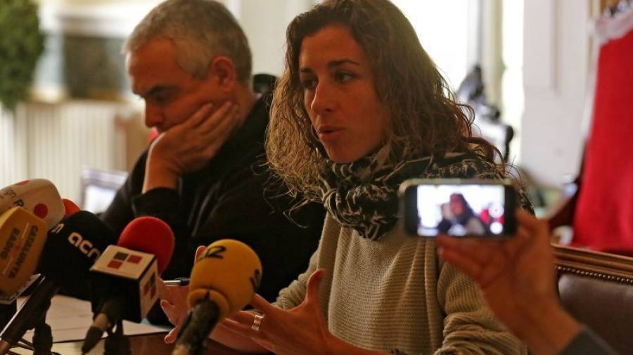 Laia Estrada i Jordi Martí, en una roda de premsa. FOTO: LLUÍS MILIÁN