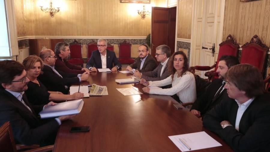 Imagen de la reunión de la Junta de Portaveus que se ha llevado a cabo esta mañana. Foto: Pere Ferré