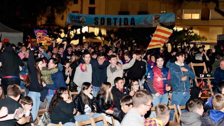 Aficionados del Barça en Riudoms. Foto: Alba Mariné