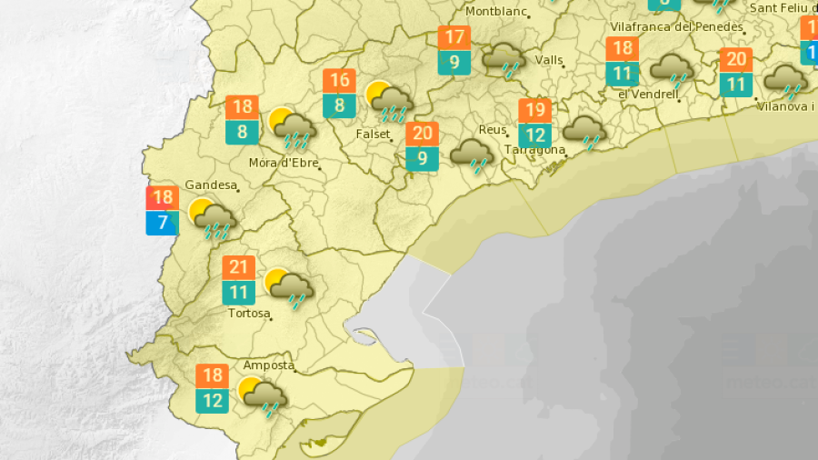 El Temps a Tarragona: Pluges a partir de la tarda