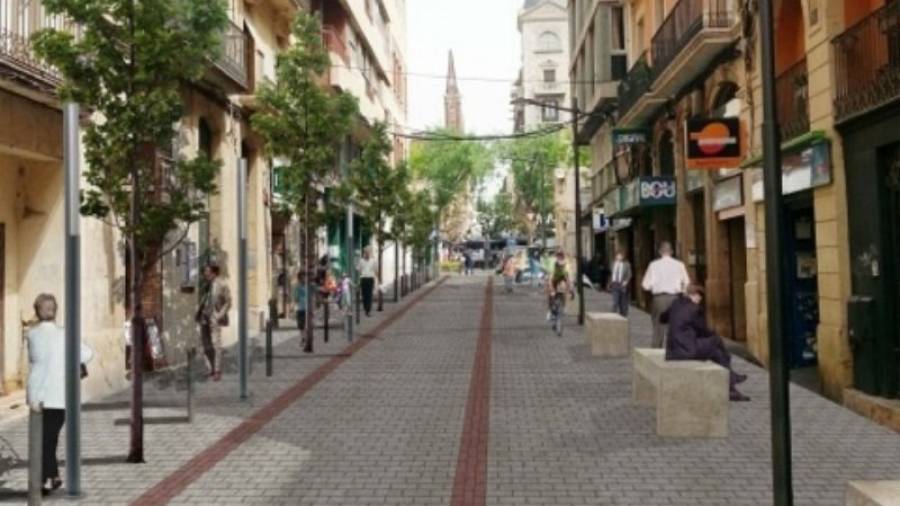 Imagen virtual del aspecto que ofrecería la calle Fortuny, que se destinaría principalmente a los peatones. Foto: DT