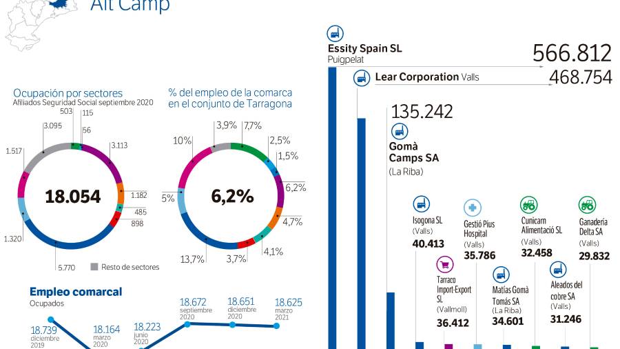 La tradición y especialización en la industria papelera con diversos usos sigue teniendo un peso muy importante en la comarca. Prueba de ello es que Essity lidera el ranking como empresa de mayor volumen de negocio y Gomà Camps es tercera. Como segunda compañía destaca Lear Corporation.