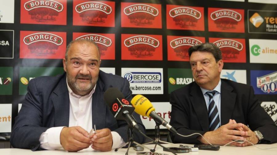 Joan Oliver, máximo accionista del CF Reus, y el presidente Xavier Llastarri. Foto: Alba Mariné