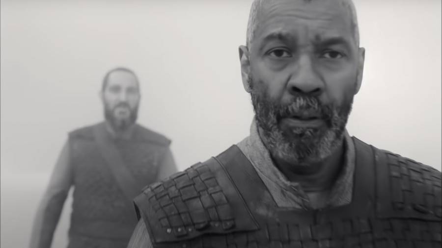 Denzel Washington como Macbeth en el último trabajo de Joel Coen. Foto: trailer
