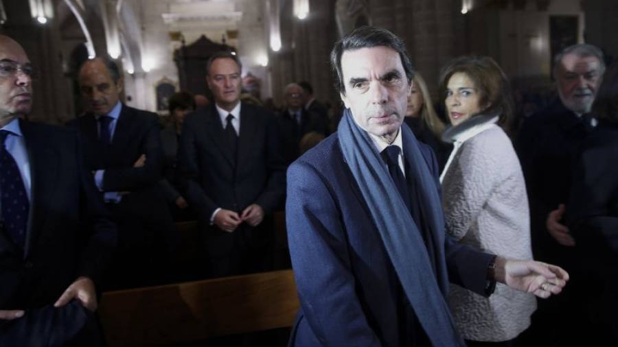 El expresidente del Gobierno José María Aznar, fotografiado en el funeral de Rita Barberá el 28 de noviembre. FOTO: FORSTERLING/EFE