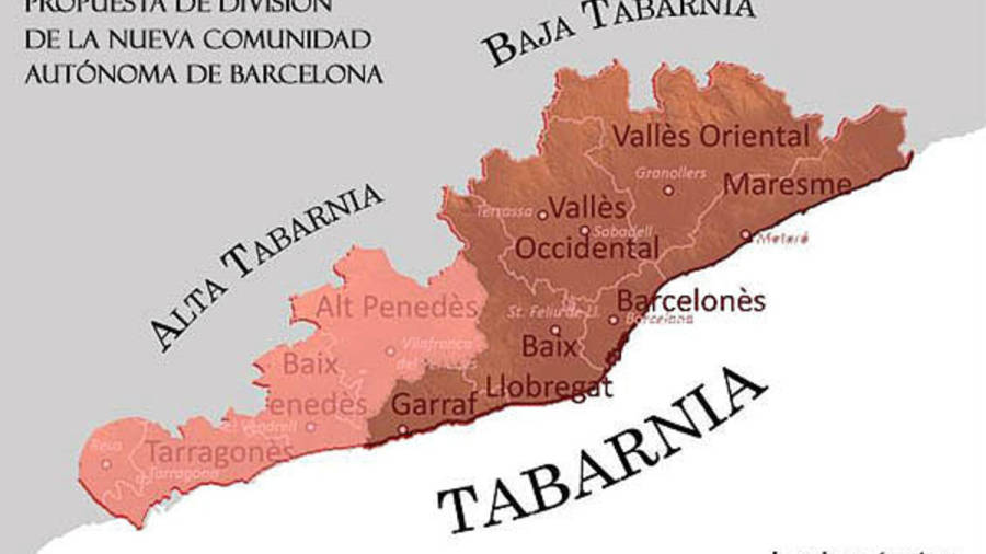 Mapa del proyecto de Tabarnia, que naci&oacute; como una burla del independentuismo