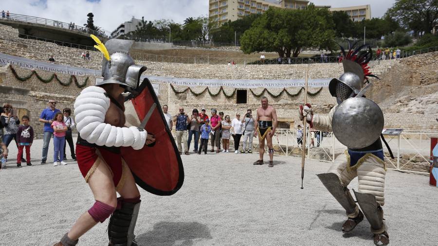 Las luchas de gladiadores, uno de los actos más seguidos de Tarraco Viva, también estarán presentes en la edición de este año. FOTO: PERE FERRÉ