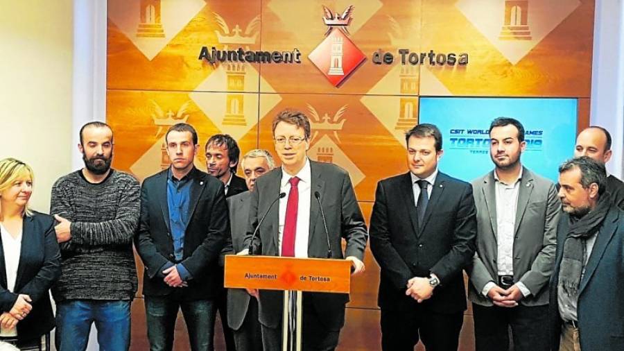 El alcalde de Tortosa, Ferran Bel, en la presentación de la candidatura de Tortosa, hace un mes. Foto: Ajuntament de Tortosa