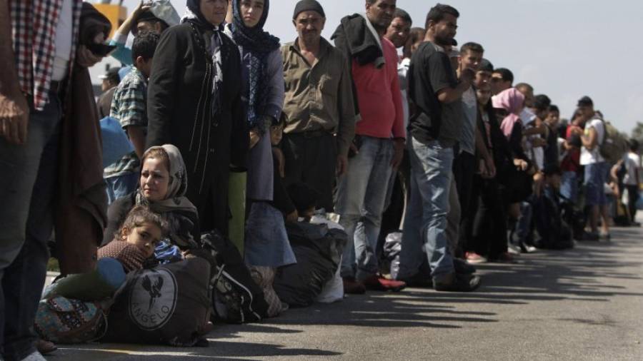 Refugiats sirians, aquest dimarts a Grècia. Foto: EFE