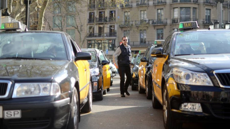Un taxista a la parada de taxis de Plaça Catalunya. Foto: ACN