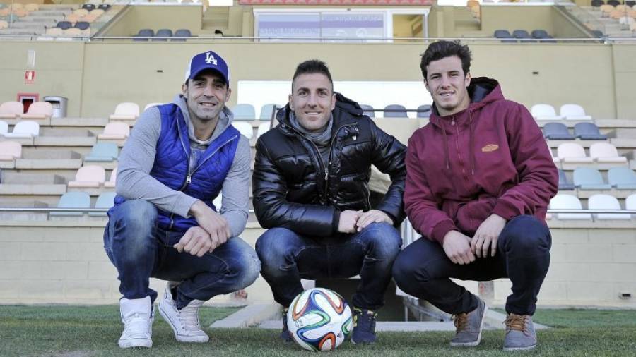 Rubén Pérez, Óscar Rico y Ricardo Vaz, ayer en el Estadi. Foto: Alfredo González
