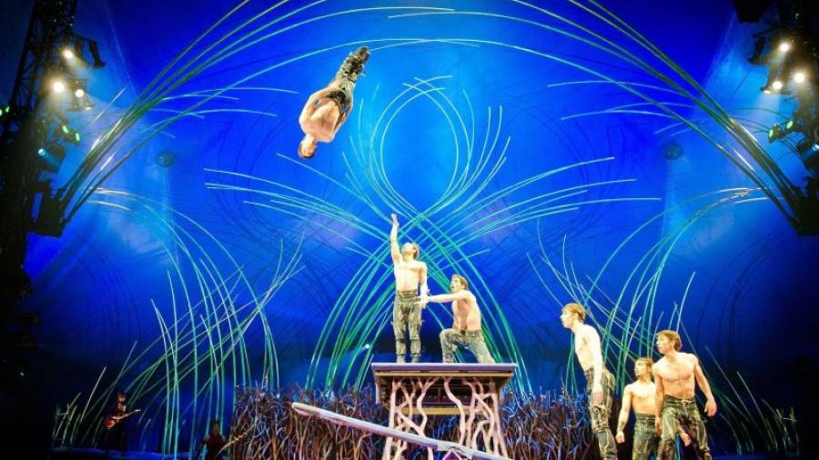 Un número de acobracias del espectáculo ´Amaluna´, que está en Madrid desde el 6 de mayo hasta el 21 de junio. Foto: Cirque du Soleil