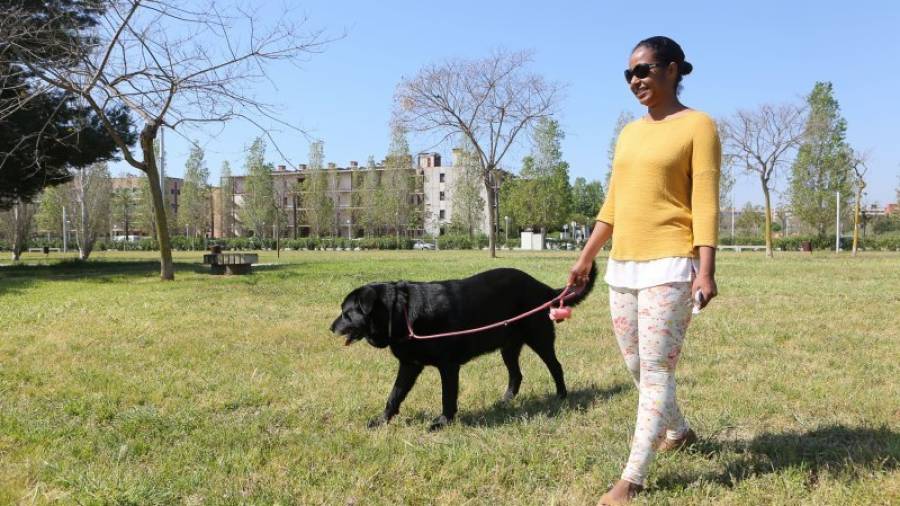 La zona verde de la avenida Dr. Eduard Punset es ya un punto habitual para pasear con perros. Foto: Alba Mariné