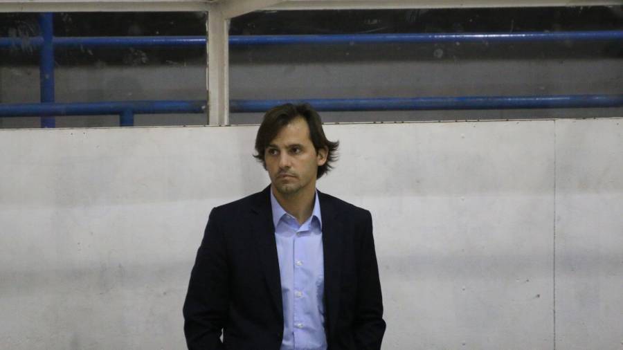 Domínguez, en el banquillo del Palau d'Esports, esta temporada. Foto: Luis Velasco