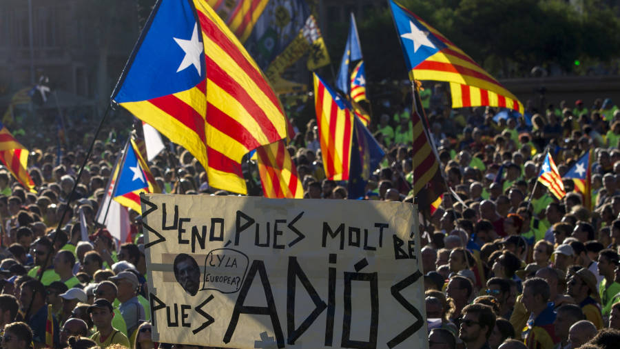 Pla&ccedil;a Catalunya durant la manifestaci&oacute;. Foto: EFE