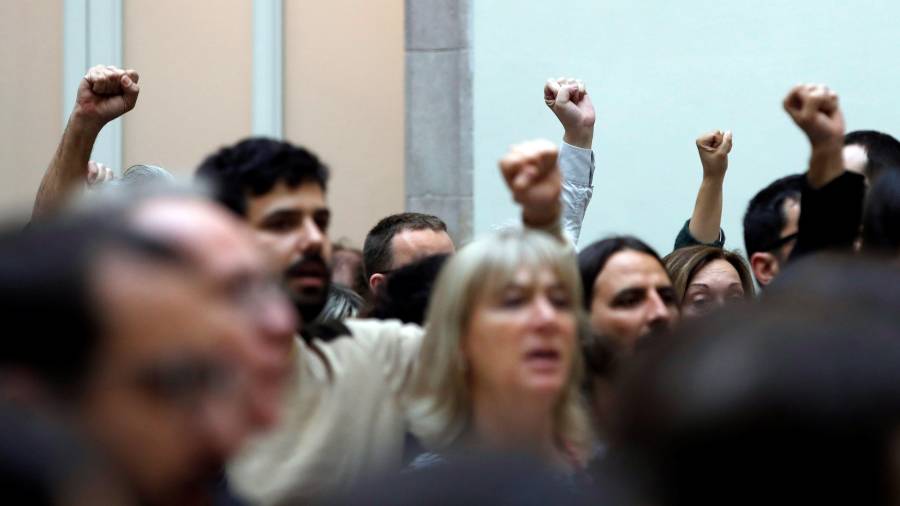 Auditori del Parlament de Catalunya on s'ha celebrat el discurs del president del Parlament. FOTO: EFE