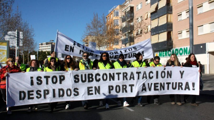 La darrera mobilització de treballadors de PortAventura es remunta al febrer del 2013 per rebutjar l'externalització dels serveis de neteja. Foto: ACN