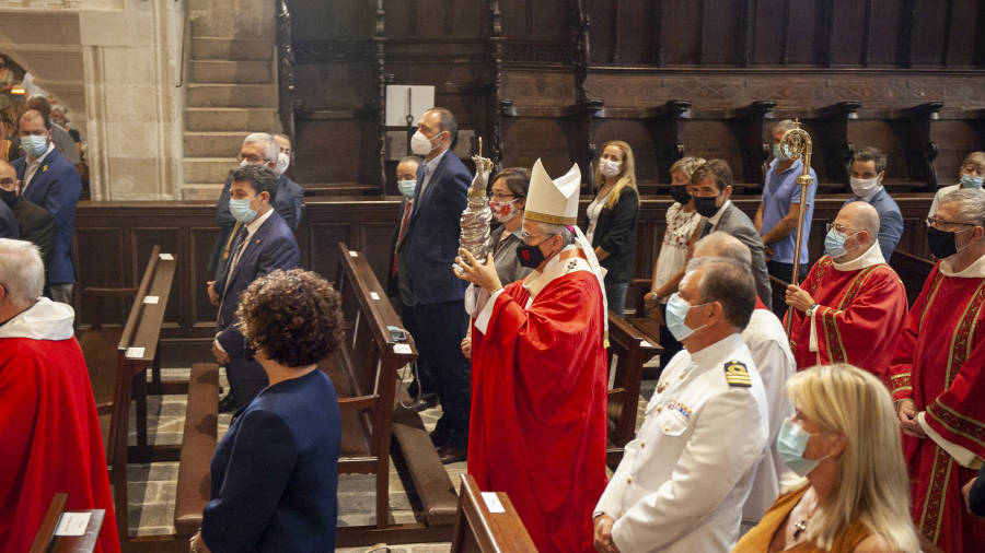 El Arquebisbe&nbsp;Joan Planellas i Barnosell durante l'Ofici.&nbsp;Arquebisbat de Tarragona