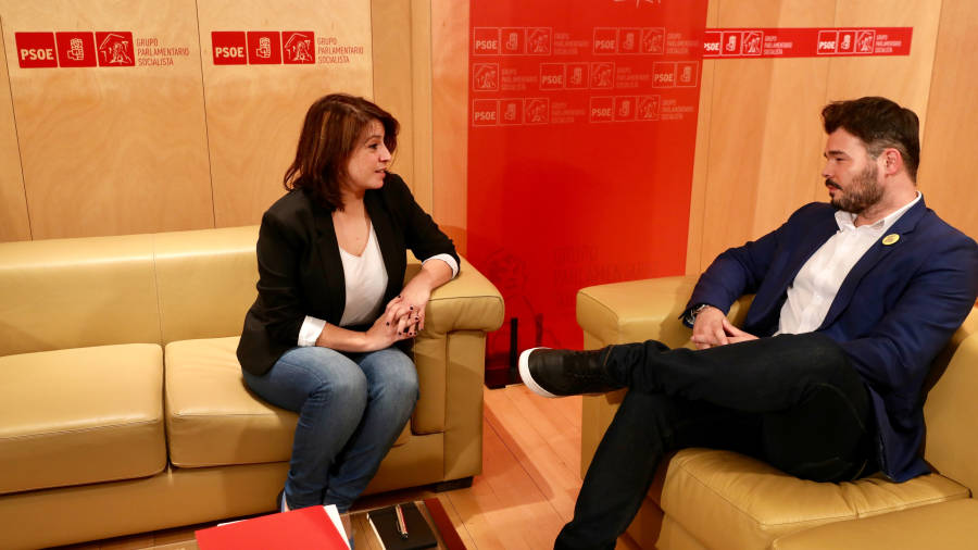 Adriana Lastra (PSOE) y Gabriel Rufiḉán (ERC), en una imagen de archivo. FOTO: ACN
