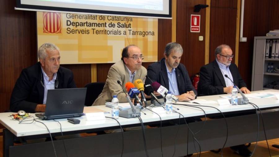Albert Pons, Josep Mercadé, Joaquim Nin y Pere Àngel Montserrat durante la rueda de prensa. Foto: ACN