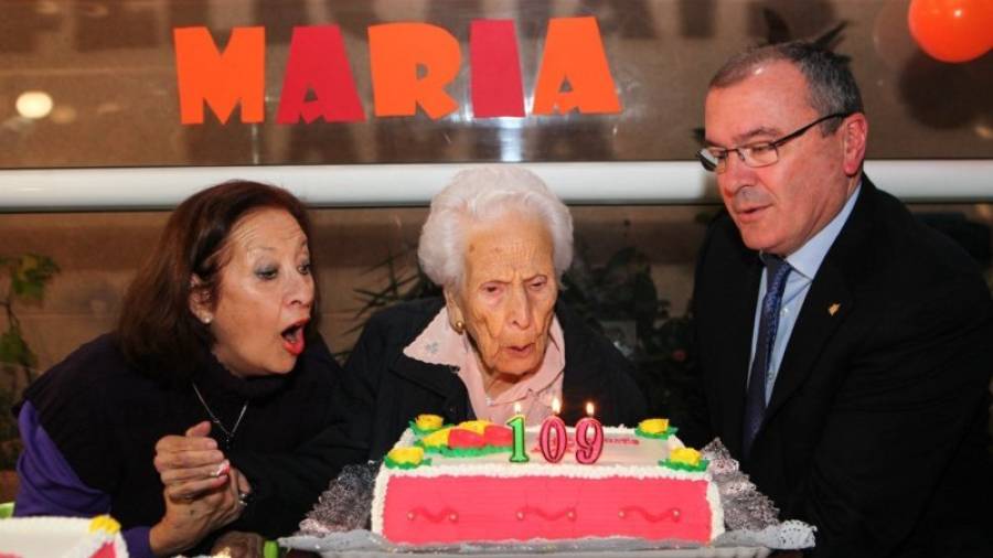 La Maria Medina Prieto va complir ahir 109 anys des del Centre Socio-sanitari Ciutat de Reus, on es troba actualment ingressada. Foto: A.Mariné