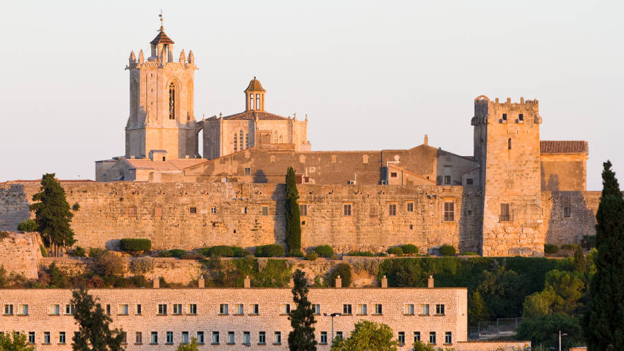 Vista de la Catedral de Santa Tecla tras las murallas. Foto: Civitatis