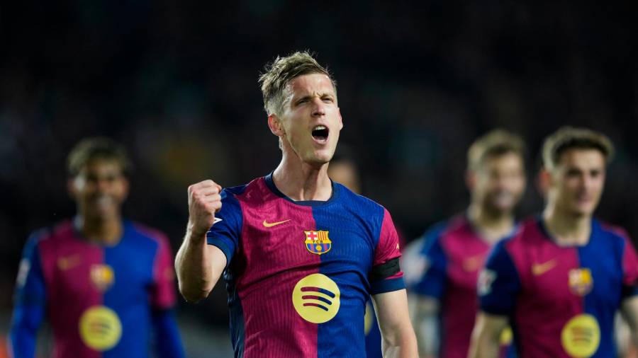 Dani Olmo celebra un gol con el FC Barcelona. foto: efe