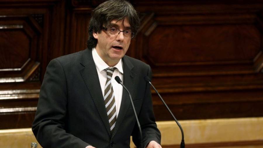 Puigdemont, durant el discurs d'investidura. Foto: EFE