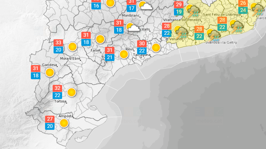 La previsió meteorològica a Tarragona per dimecres, 27 de juliol