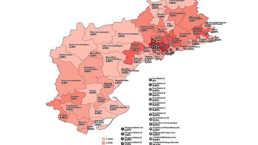 El mapa que analiza la población que sale de su área residencial.
