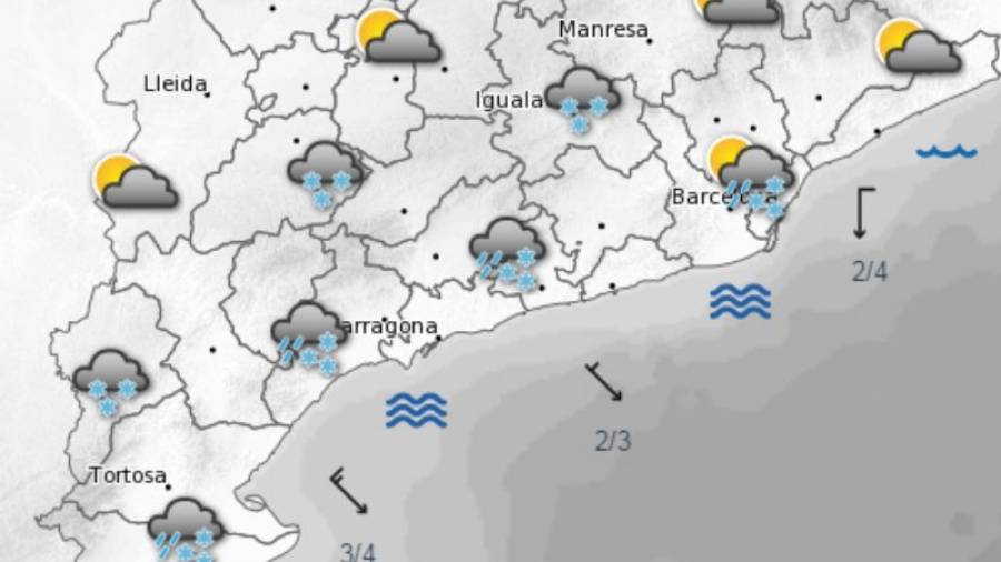 Mapa de previsió per aquest dimecres al matí. Font: Meteo.cat