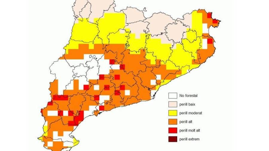 Mapa de risc d'incendis forestals.