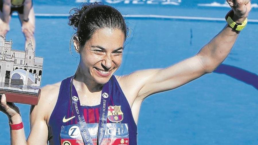 Marta Galimany tras vencer en la Maratón de Sevilla. FOTO: Diario de Sevilla