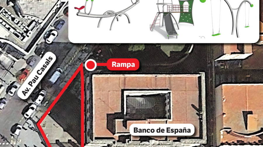 La zona de juegos en el Banc d'Espanya