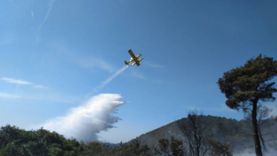 Imagen de uno de los aviones que ha participado en la extinci&oacute;n del fuego. FOTO: DT