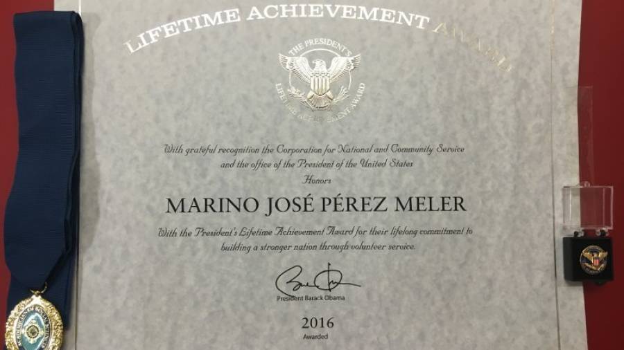 Imagen del diploma que ha recibido Marino José Pérez Meler. Foto: DT