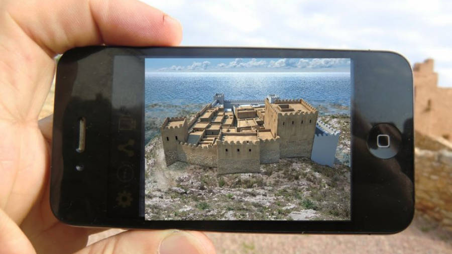 Exemple de la recreació en 3D que fa l'app Calafell Open Air Museum a la ciutadella ibèrica de Calafell. Foto: UB