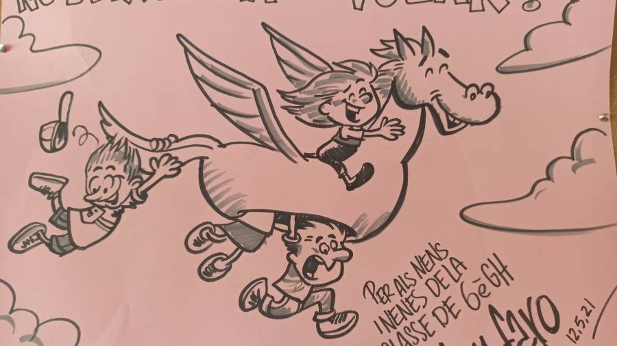 Este es el dibujo del Cavall Alat que Andrés Faro regaló a la clase.