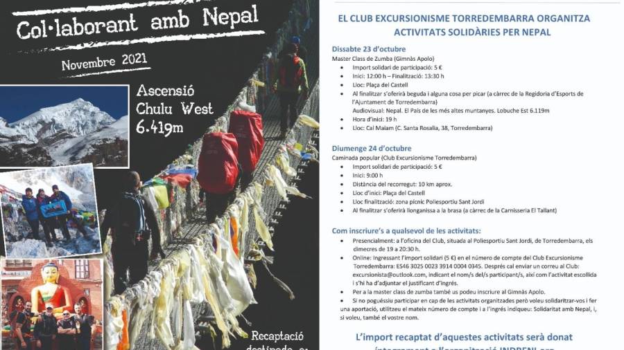 El Club Excursionisme Torredembarra organitza un cap de setmana solidari amb el Nepal