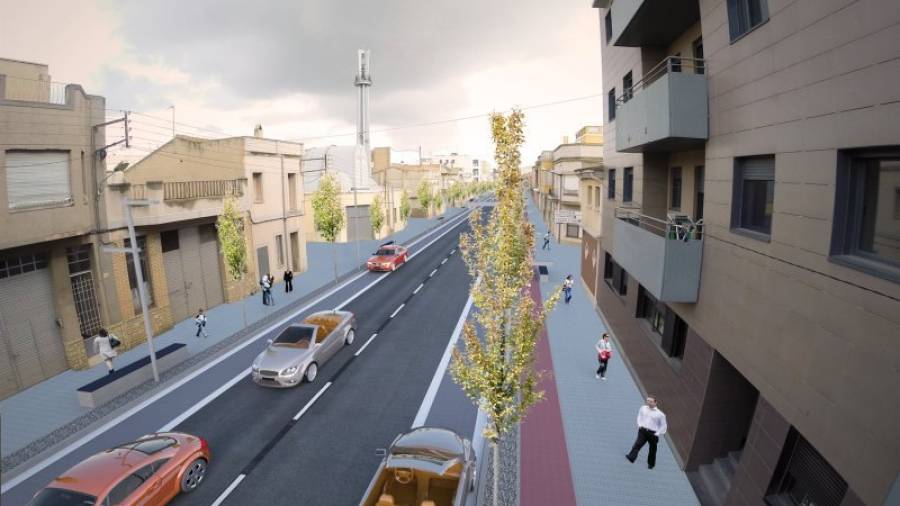 Imatge virtual de la futura avinguda Catalunya tal i com han aprovat els veïns. Foto: Ajuntament de l'Aldea