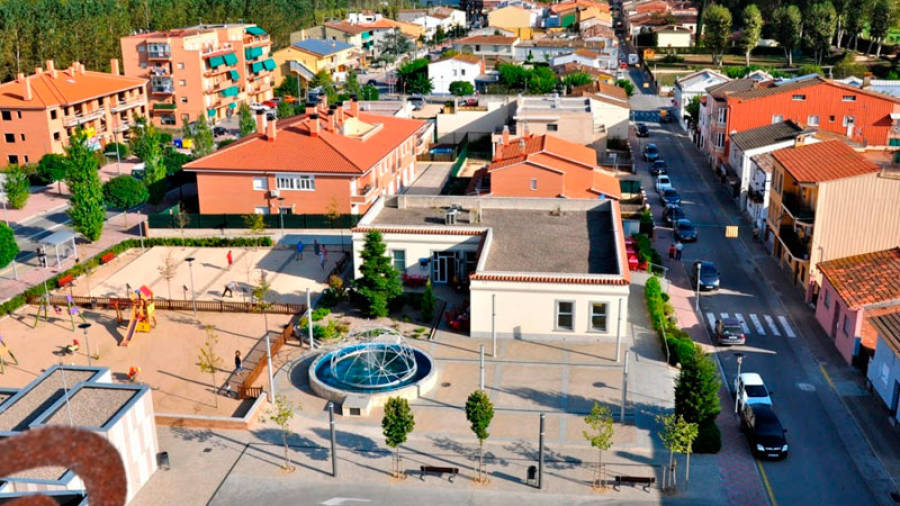 Imatge aéria del municipi de Riudarenes (Girona): Foto: Google Maps
