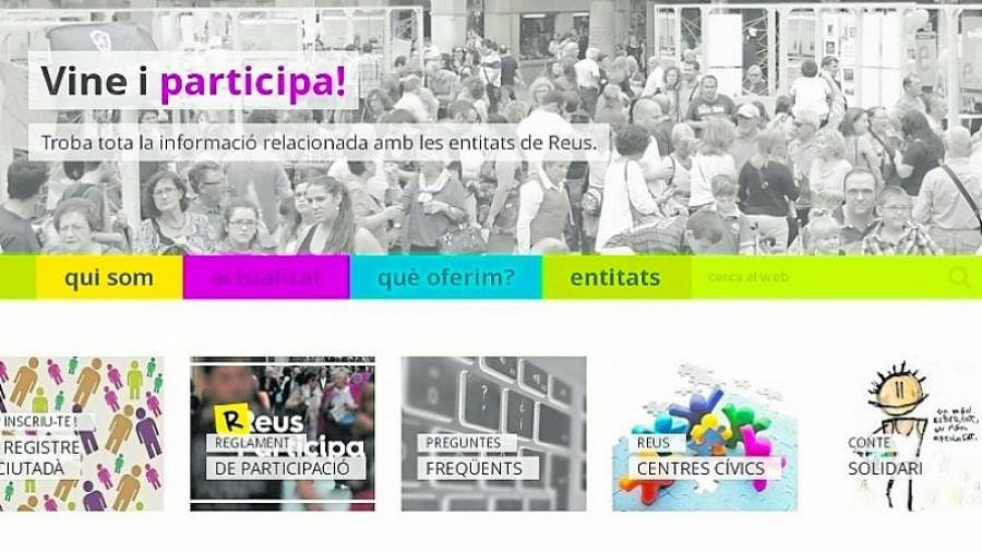 Imatge del nou portal web 'entitatsReus.cat', on es poden consultar totes les entitats de la ciutat. Foto: DT